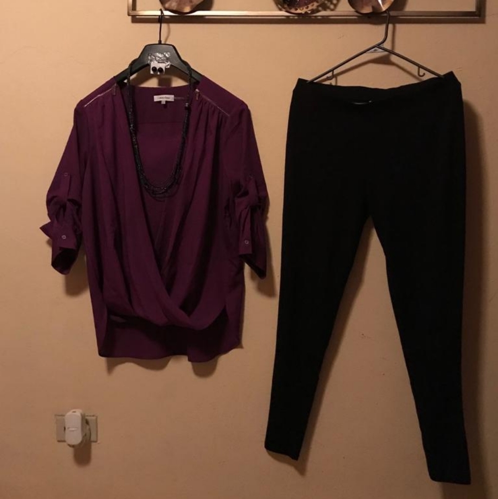 Womens large blouse and black lycra medium with ac